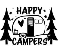 Happy Campers Camping Forest Nature Vinyl Decal Sticker for Car/Window/Wall (Blue Gloss)
