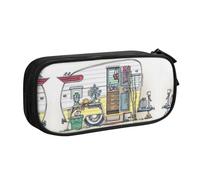 Happy Campers Large Capacity Double Layer Pencil Case,Customizable Full Print Polyester Fabric Organizer-School, Office, Travel Makeup Pouch