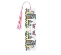 Happy Campers Print 5pcs Wooden Bookmarks with Tassels, Reading Page Markers Book Marks, Gifts for Men Women