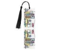 Happy Campers Print 5pcs Wooden Bookmarks with Tassels, Reading Page Markers Book Marks, Gifts for Men Women