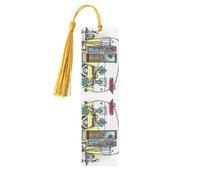Happy Campers Print 5pcs Wooden Bookmarks with Tassels, Reading Page Markers Book Marks, Gifts for Men Women