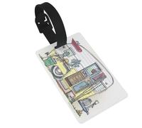 Happy Campers Print Luggage Bag Tag, Waterproof PVC Suitcase Tags with Wristband for Easy Luggage Identification