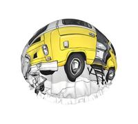 Happy Campers Print Premium Double Layer Shower Cap For Women With Reusable Shower Cap For Hair - Waterproof Plastic Cap - Shower Caps For Long, Short And Curly Hairs