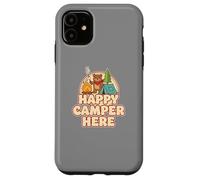 Happy Camping Bear Camper Tent Marshmallow Funny Retro Case for iPhone 11