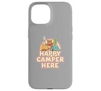 Happy Camping Bear Camper Tent Marshmallow Funny Retro Case for iPhone 15
