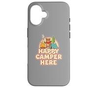 Happy Camping Bear Camper Tent Marshmallow Funny Retro Case for iPhone 16