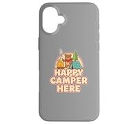 Happy Camping Bear Camper Tent Marshmallow Funny Retro Case for iPhone 16 Plus
