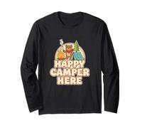 Happy Camping Bear Camper Tent Marshmallow Funny Retro Long Sleeve T-Shirt