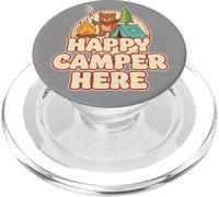 Happy Camping Bear Camper Tent Marshmallow Funny Retro PopSockets PopGrip for MagSafe