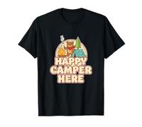 Happy Camping Bear Camper Tent Marshmallow Funny Retro T-Shirt
