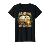 Happy Camping Camper Club Lovers Adventure Explore Outdoor Value Graphic T-Shirt, Women, Black, L