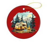 Happy Camping Life Personalized Round Ceramic Christmas Hanging Ornaments Souvenir Xmas Tree Decoration