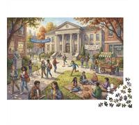 Happy Campus Life 1000 Piece Jigsaw Puzzle,Stress Relief,Premium Cardboard,Whimsical Challenge School,Educational Toy,Home Wall Decor,Gift Idea,Adults & Kids 14+ 52x38cm