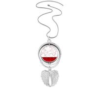 Happy Canada Day 4th Of July Maple Pendant Angel Wings Rotating Necklace Jewelry