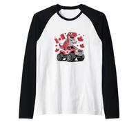 Happy Canada Day Canada Flag Canadian Dinosaur T-Rex Truck Raglan Baseball Tee