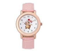 Happy Canada Day Canadian Groundhog Women's PU Leather Strap Watch Analog Quartz Watch Casual Wristwatch for Home Work