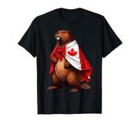 Happy Canada Day Funny Beaver Maple Leaf Flag Canadian Pride T-Shirt