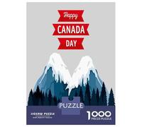 Happy Canada Day Mountain Landscape Jigsaw Puzzle 1000 Pieces, Historic Square Architecture, Thick Cardboard Pieces, Birthday Gift for Home Décor Fans, Paper Board, 70x50cm/1000pcs