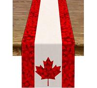 Happy Canada Day Table Runner Canadian National Day Maple Leaf Tablecloth Holiday Party Kitchen Dinning Home Decoration (13" x 36")
