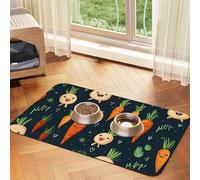 Happy Carrot Dog Food Mats for Floors, 12x18 Inch Non-Slip Super Absorbent Pet Food Mat, Dishwasher Dog Mat for Food and Water, Cute Rubber Quick Dry Pet Feeding Mat for Dogs Puppy Cats
