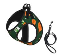 Happy Carrot Print Harness Leash Set For Cat And Small Dog, Adjustable, Reflective, And Escape-Proof Vest With Soft Breathable Mesh Lining