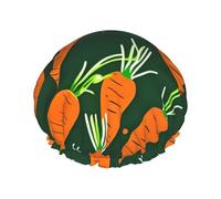 Happy Carrot Print Shower Cap For Women Lightweight Reusable Softdouble Waterproof Layers Leakproof.
