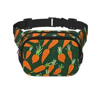 Happy carrot Print Square Double Layer functionality Waist Bag Unisex Crossbody Pack Travel Workout, Black, One Size