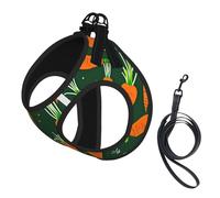 Happy Carrot Print Step in Dog Harness and Leash Set,Adjustable Reflective Harness for Small Dogs Cats