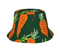 Happy Carrot Print Summer Bucket Hat,Trendy Sun Hat,Unisex Cap,for Beach,Golf, Fishing Outdoor Vacation Black, Black, One size