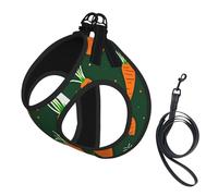 Happy Carrot Printing Dog Summer Harness With Leash Set,Adjustable And Reflective Step-In Puppy Pet Vest Harnesses