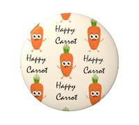 Happy Carrot Round Badge - Durable Tin Plate Design With Full Front Print, Perfect For Custom Gifts And Apparel Decoration