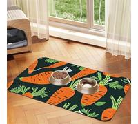 Happy Carrot Seamless Pattern Durable Pet Absorbent Tablecloth Non-Slip Dining Pad For Dog Cat Food Water Bowls Feeder Mat