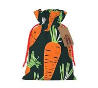 Happy Carrot Seamless Pattern Print Christmas Drawstring Gift Bags Holiday Present Sack Xmas Decor Reusable Pouches