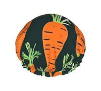 Happy Carrot Seamless Pattern Print Double Layer Shower Cap Reusable Lightweight And Soft Bath Hair Cap For Women