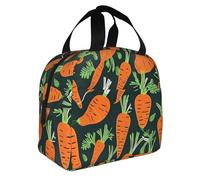 Happy Carrot Seamless Pattern Print Foldable Insulated Lunch Bag Meals Snacks Beverages Boys Girls Teenagers Picnics