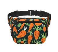 Happy carrot seamless pattern Print Square Double Layer functionality Waist Bag Unisex Crossbody Pack Travel Workout, Black, One Size
