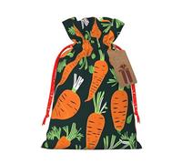 Happy Carrot Seamless Pattern Printing Christmas Bag With Drawstring Closure, 4.7x6.9 In For Christmas Party Birthday Gift Wrapping