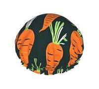 Happy Carrot Seamless Pattern Reusable Shower Cap For Women, Double Waterproof Layers Shower Cap, Hair Care Essential