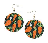 Happy Carrot Seamless Pattern Trendy Leather Earrings For Women Dangle 1 Pair Lightweight Printed Piercing Earrings Jewelry Gifts For Women Girls