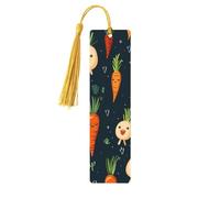 Happy Carrot Wood Bookmark for Book Lovers Birthday Teachers Gift, Handmade Craft Book Marks Ornaments with Tassel Exquisite Reading Page Markers for Men Women