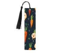 Happy Carrot Wood Bookmark for Book Lovers Birthday Teachers Gift, Handmade Craft Book Marks Ornaments with Tassel Exquisite Reading Page Markers for Men Women