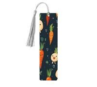 Happy Carrot Wood Bookmark for Book Lovers Birthday Teachers Gift, Handmade Craft Book Marks Ornaments with Tassel Exquisite Reading Page Markers for Men Women