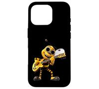 Happy Cartoon Bee Playing Electric Guitar Musician Case for iPhone 16 Pro