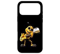 Happy Cartoon Bee Playing Electric Guitar Musician Case for iPhone 17 Pro Max