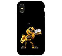 Happy Cartoon Bee Playing Electric Guitar Musician Case for iPhone X/XS