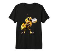 Happy Cartoon Bee Playing Electric Guitar Musician Premium T-Shirt