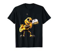 Happy Cartoon Bee Playing Electric Guitar Musician T-Shirt