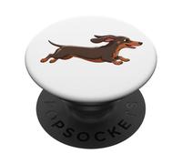 Happy Cartoon Dachshund Dog Running Joyfully PopSockets Adhesive PopGrip