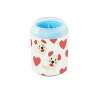 Happy Cartoon Dog Beige Portable Pet Foot Cleaner with Soft Massage Brush Feet Bathing Brush for Medium to Large Dogs