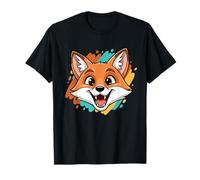 Happy Cartoon Fox Face Cute Kawaii Animal T-Shirt